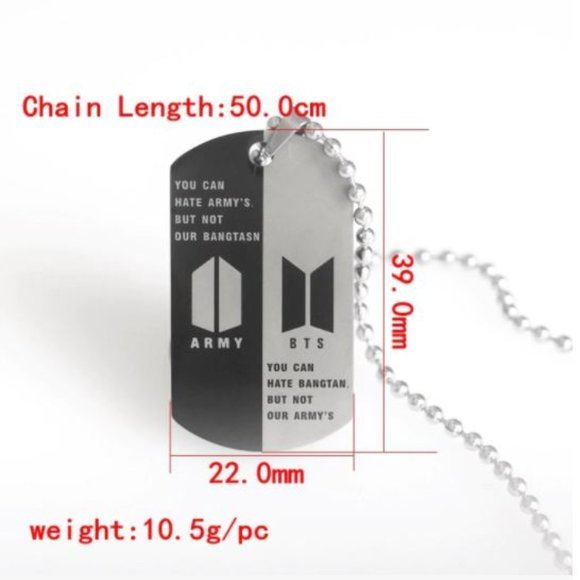 BTS 21 ARMY LOGO KPOP Bangtan Boys Pendant Letter Necklace Silver Color… - Picture 3 of 16